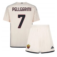 Otroški Nogometni dresi AS Roma Lorenzo Pellegrini #7 Gostujoči 2023-24 Kratek Rokav (+ Kratke hlače)